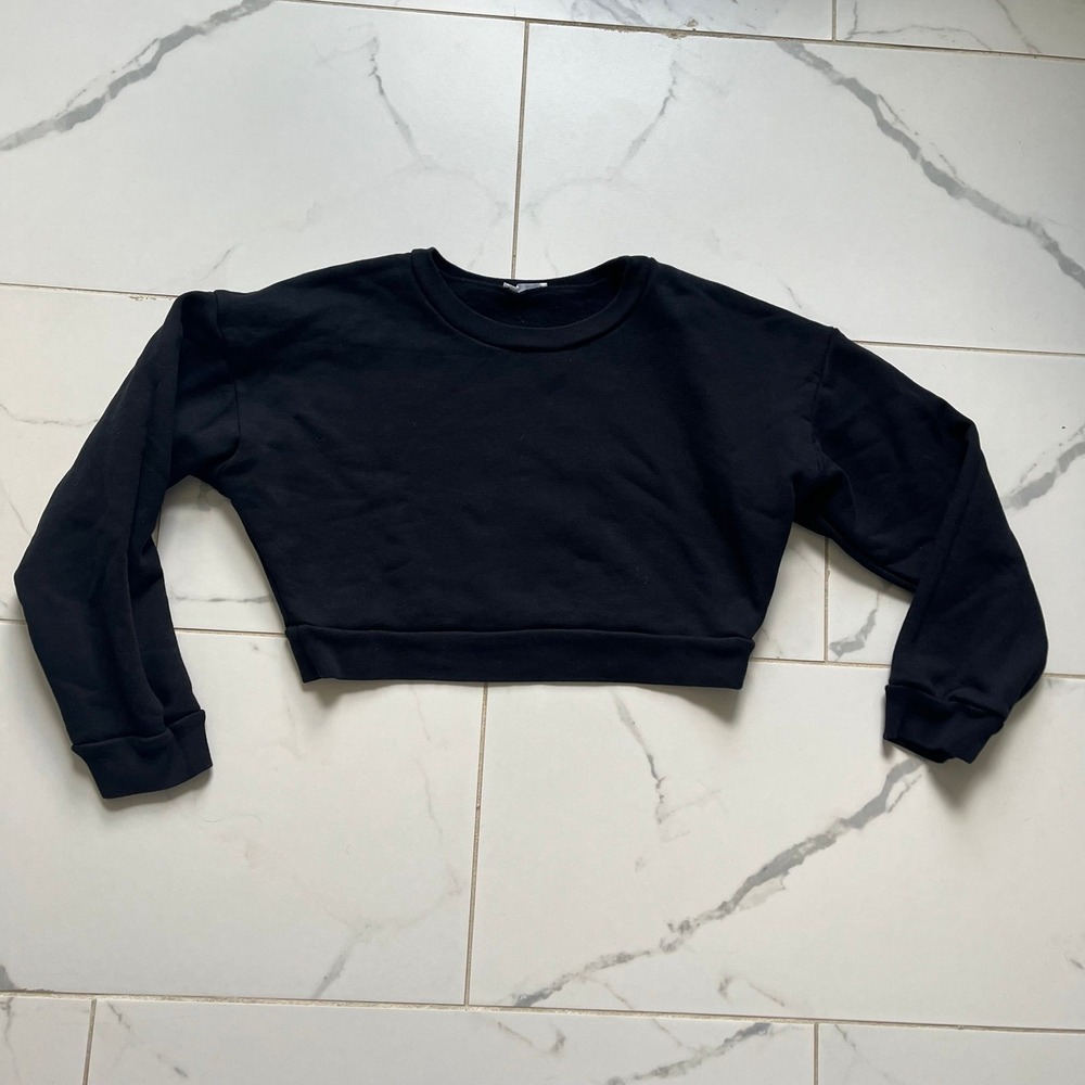 Reformation Hunter Cropped Sweatshirt Black sz XS
